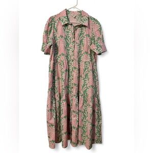 Crown & Ivy Pink and Green Pineapple Print Maxi Dress